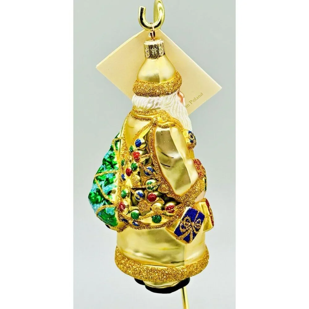 Patricia Breen Portobello Road Santa Claus Gold Presents Christmas Tree Ornament